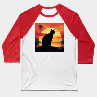 Retro Cat Shirt Baseball T-Shirt